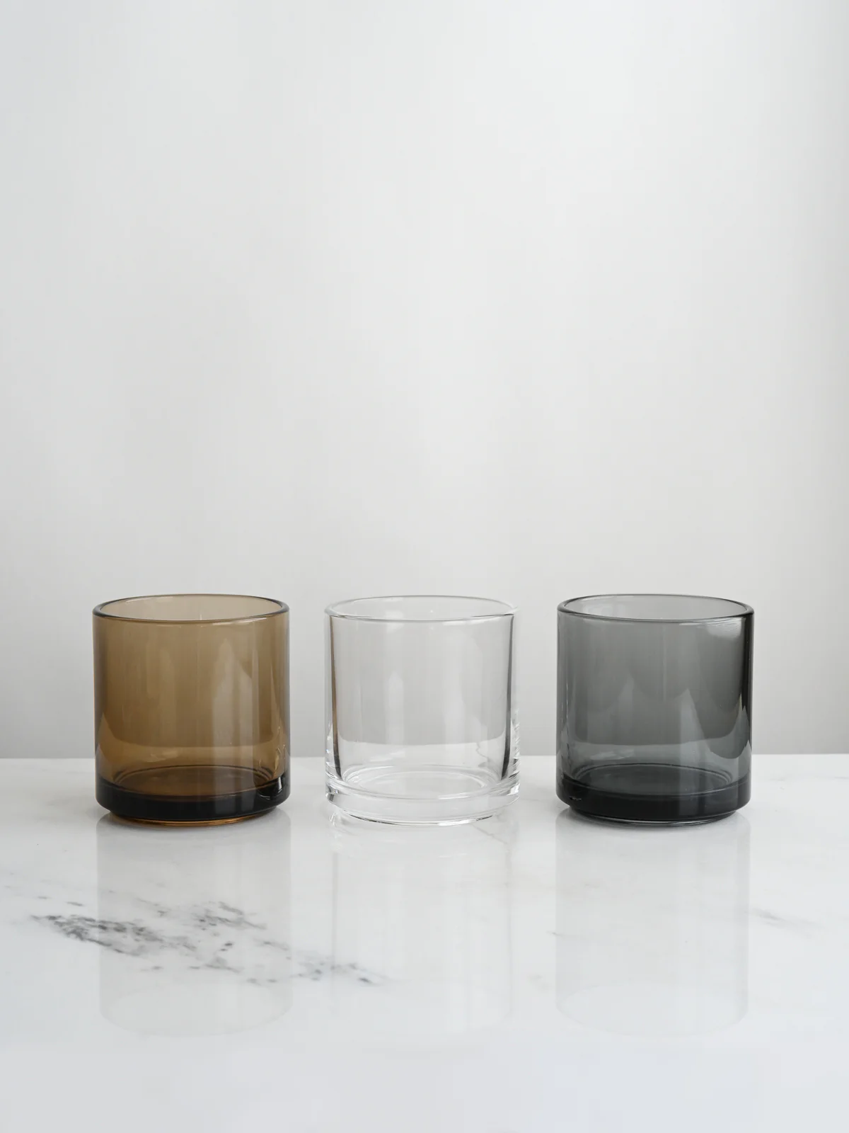 Square Glass Tumbler in Gray | Set of 3 - Image 5