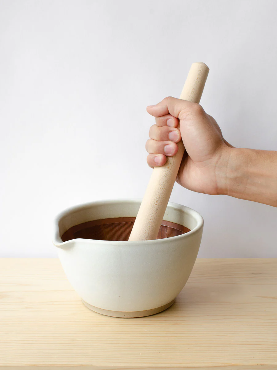 Suribachi Japanese Mortar & Pestle in White - Image 3